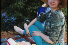 Photo of Diane on a mountain picnic hike somewhere in the Cascade mountain range of the Pacific Northwest, July 1970.